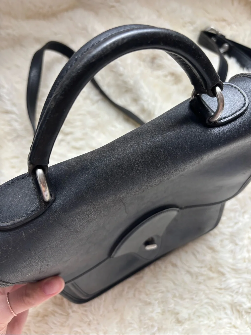 Kirkland Signature Black Leather Women's Satchel Crossbody